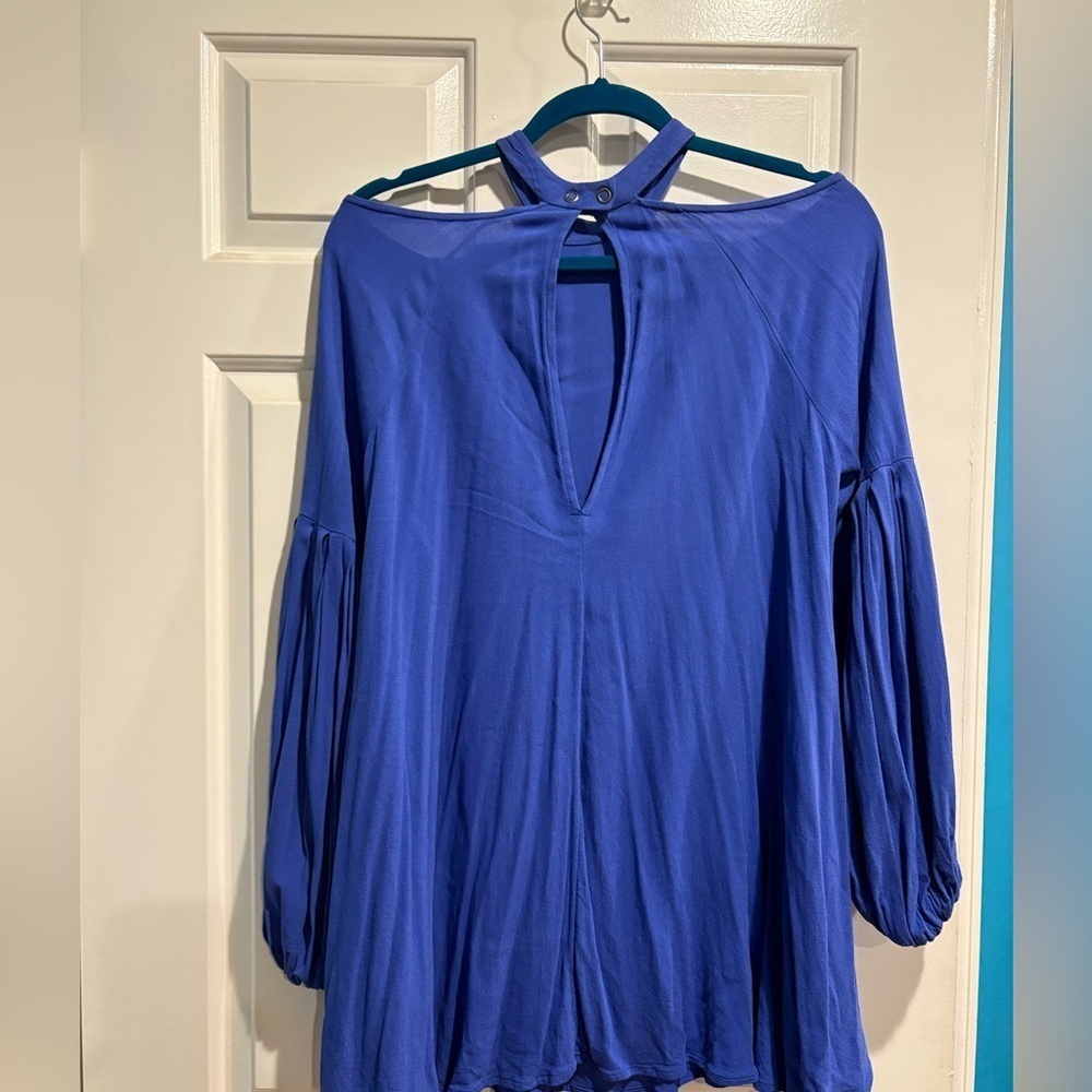 Free People Drift away cold shoulder boho blue dress/tunic sz XS or S - Picture 5 of 7